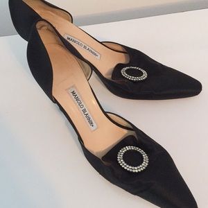 Manolo Blahnik silk high heeled shoes